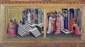 Madonna and Child with Saints, detail of the predella depicting the Presentation in the Temple and the Marriage of the Virgin: (detail)